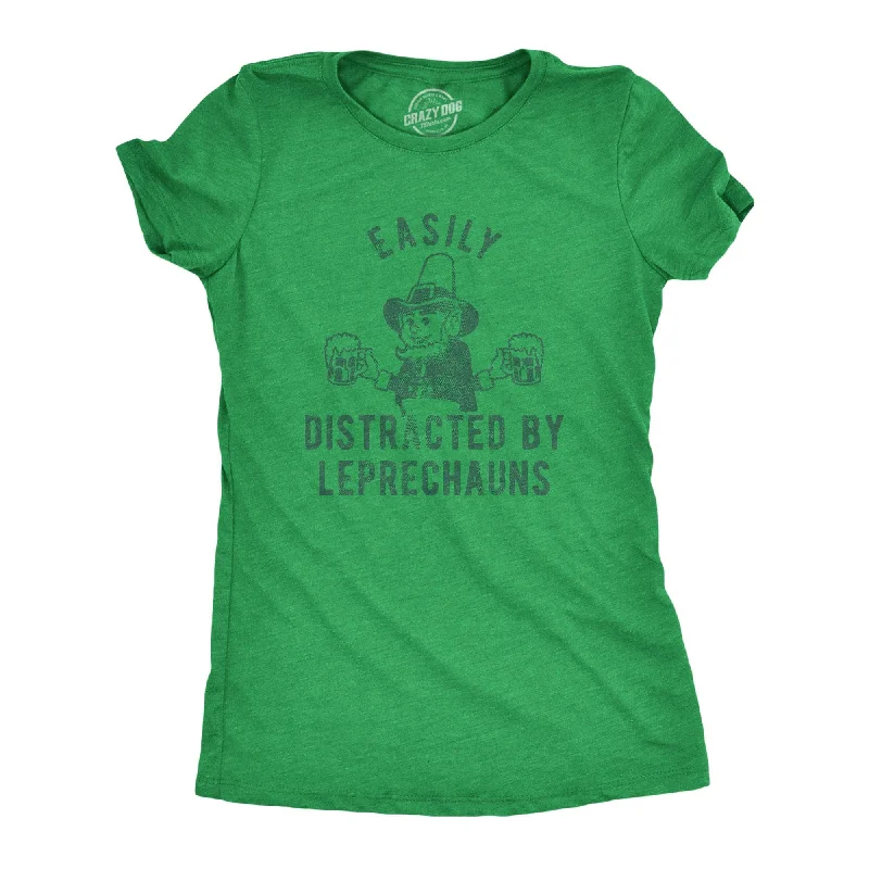 women's flared sleeve tops -Easily Distracted By Leprechauns Women's T Shirt