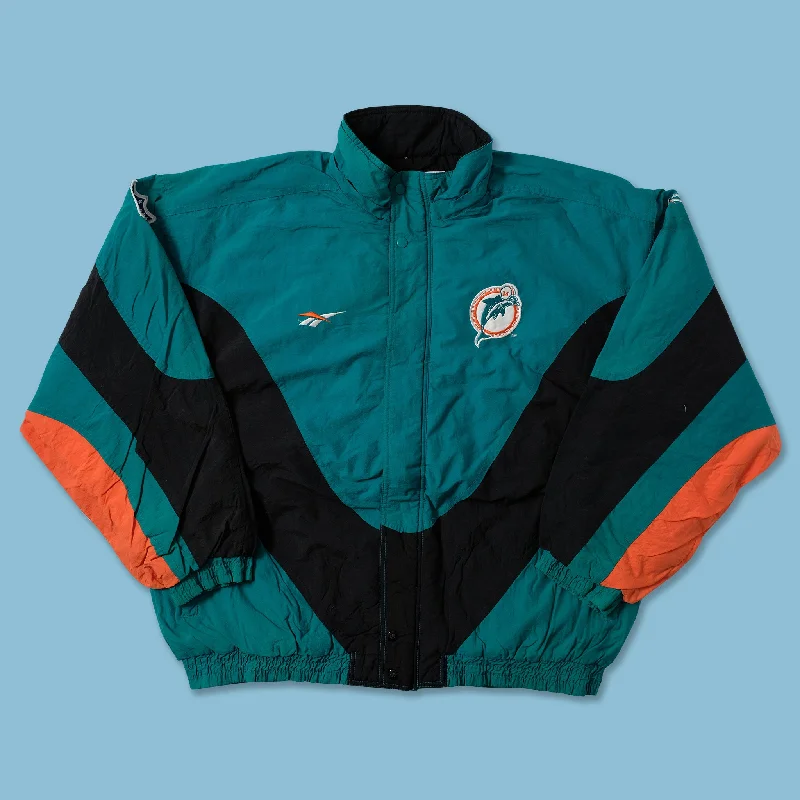 ladies' puff sleeve jackets -Vintage Reebok Miami Dolphins Padded Jacket XXL