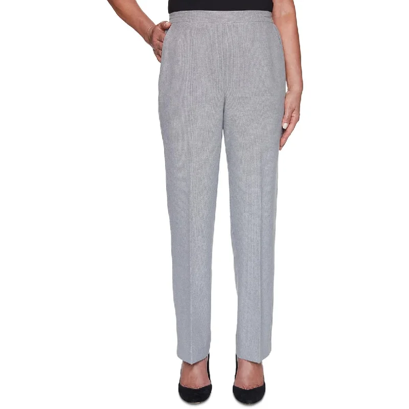 women's casual pants -Petites Womens Classic Fit High Rise Straight Leg Pants