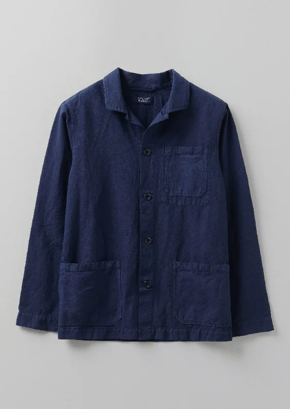 women's asymmetrical jackets -Arlo Garment Dyed Herringbone Jacket | Dark Indigo