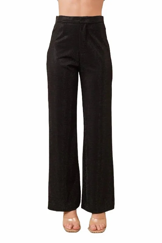 trendy corduroy skirts for women -Stone Embellishments Long Pants In Black