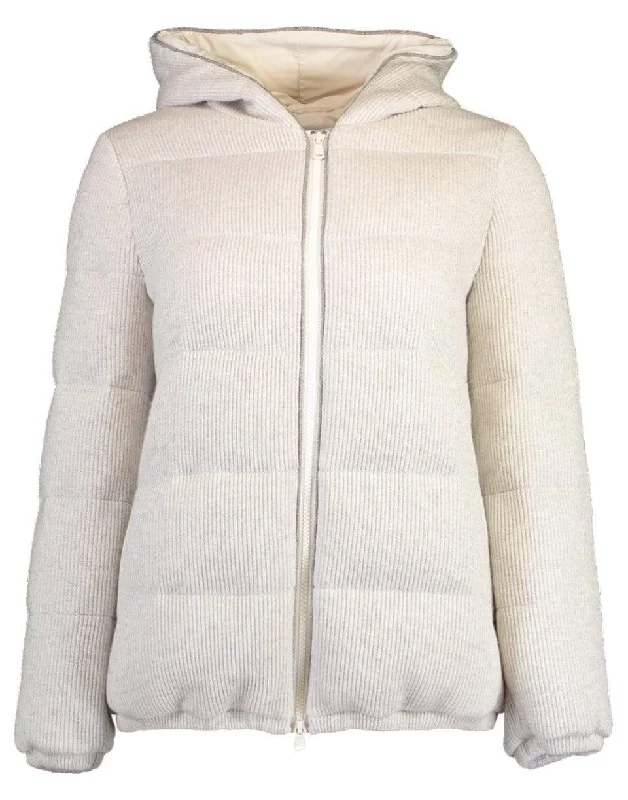 ladies' slim-fit blazers -Ribbed Goose Down Padded Jacket