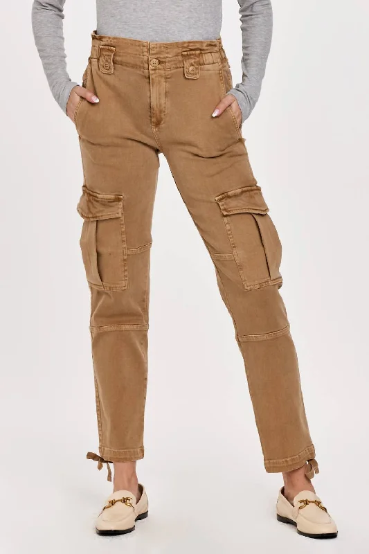 women's oversized jogger pants -Richie High Rise Cargo Pants In Butterscotch