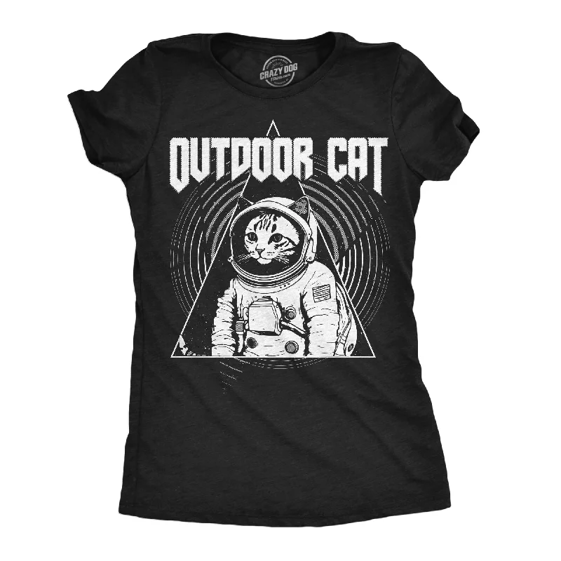 women's turtleneck tops -Outdoor Cat Space Women's T Shirt