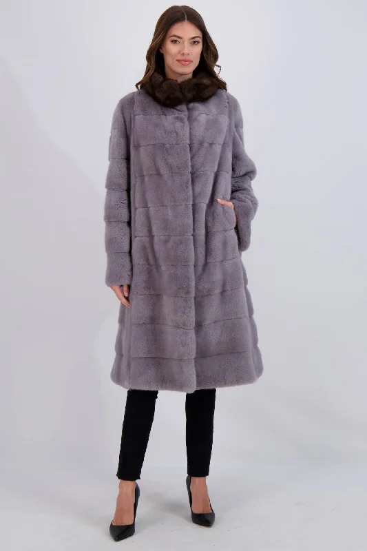 women's cashmere coats -MINK SHORT COAT WITH SABLE