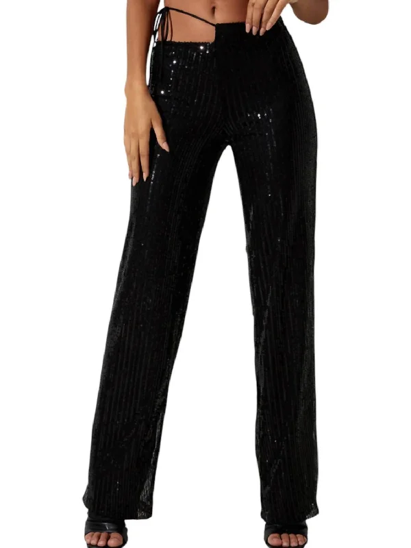 women's straight-leg jeans -Sanju Trouser In Black