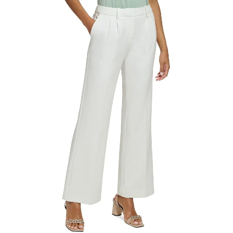 women's oversized jogger pants -Calvin Klein Womens Petites Pleated Crepe Dress Pants