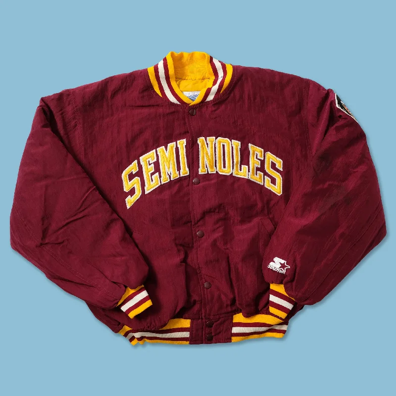 women's sleeveless coats -Vintage Starter Florida State Seminoles Varsity Jacket Medium