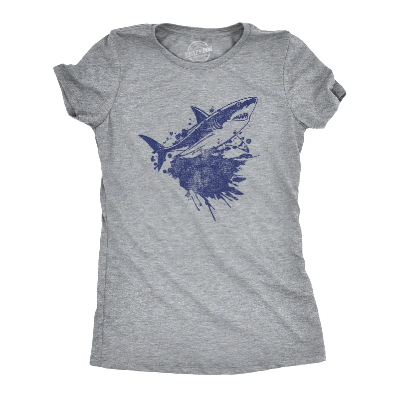 women's high-neck tops -Shark Ink Splatter Women's T Shirt