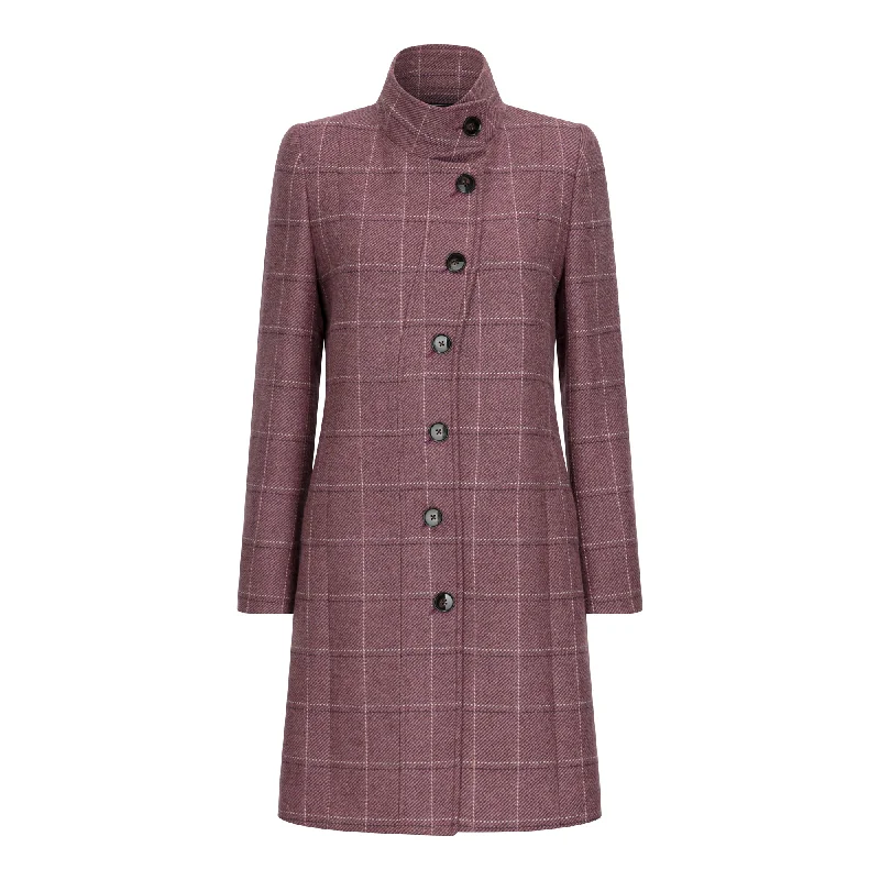 ladies' fleece jackets -Sinead Mauve Thirsk Tweed Coat