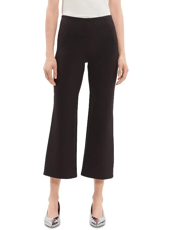 women's fringed skirts -Womens Mid-Rise Scuba Cropped Pants