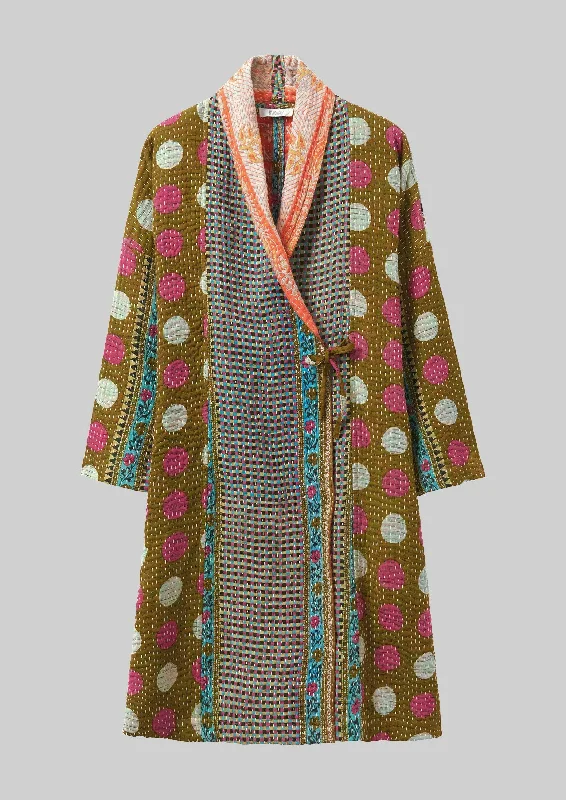 women's metallic jackets -Repurposed Kantha Coat | Multis