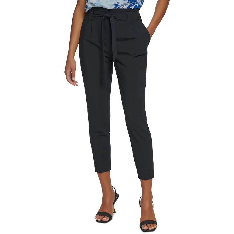 women's cropped pants -Calvin Klein Womens High Rise Pleated Cropped Pants