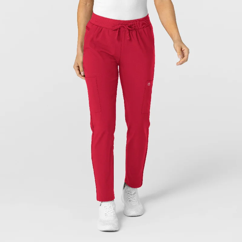 women's utility cargo pants -W123 Women's Flex-n-Reach Track Scrub Pant - Red