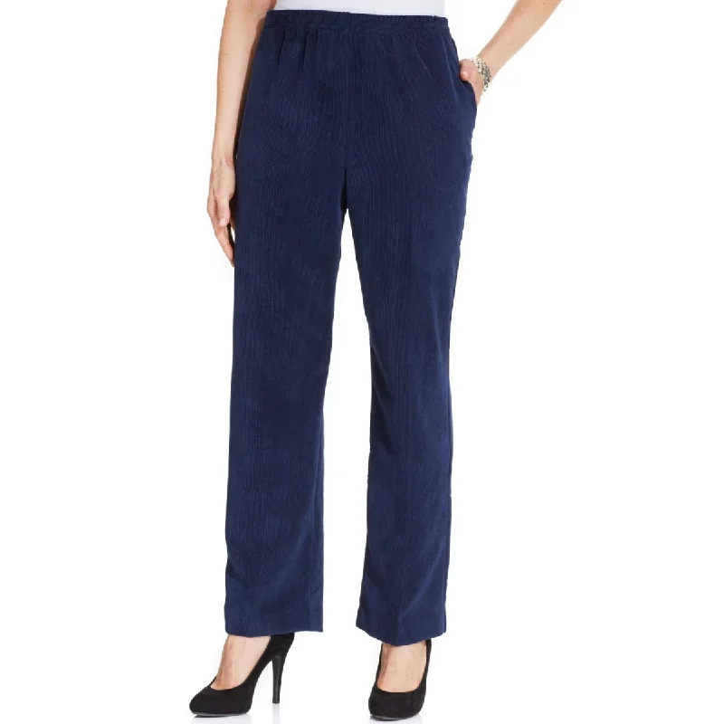 ladies' knee-length skirts -Alfred Dunner Womens Petites Pull On Classic Fit Corduroy Pants