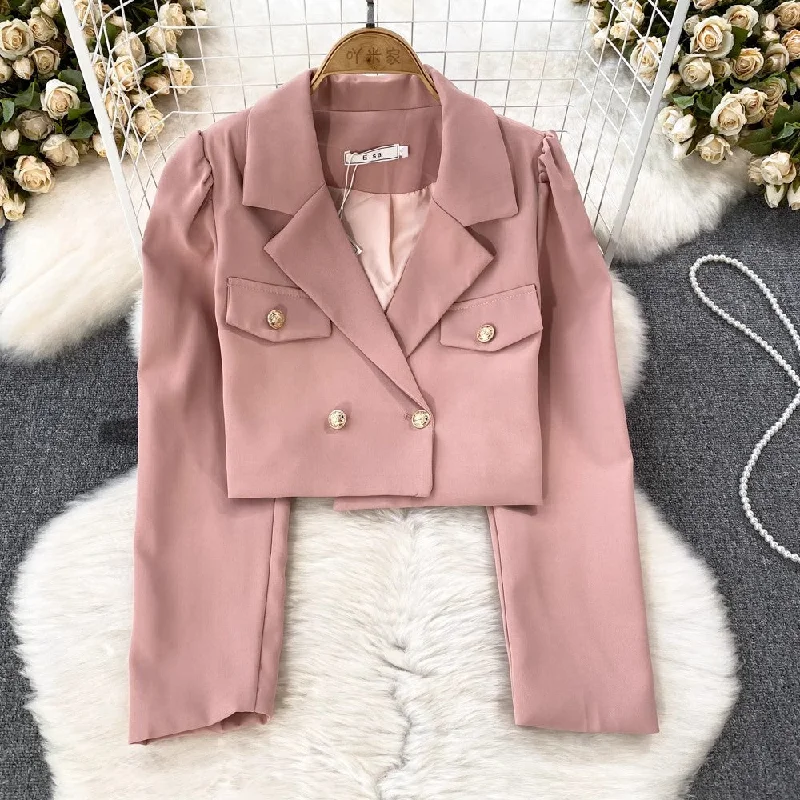 women's aviator jackets -Fashion suit for women short jacket two-piece set, A-line pleated skirt      S4082