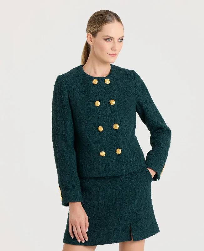 women's button-up coats -Juliet Wool Boucle Jacket