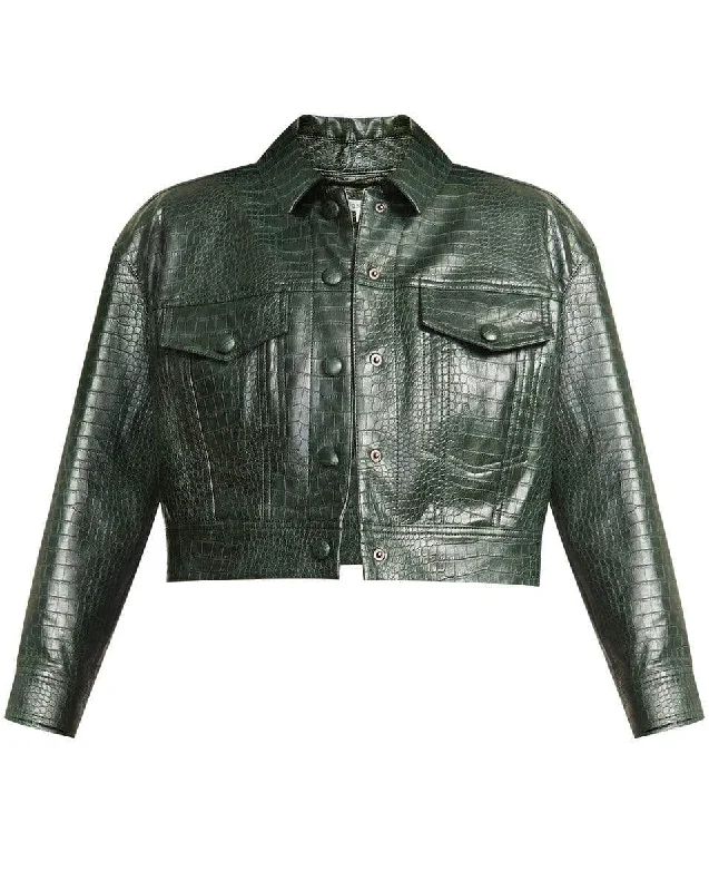 ladies' structured blazers -Hendrix Vegan Leather Jacket