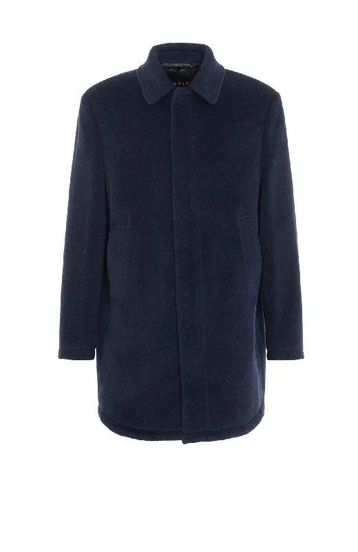 stylish trench coats for women -SODA NAVY WOOL TOPCOAT