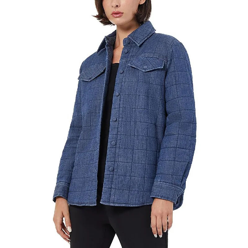 women's plaid coats -Womens Quilted Collared Puffer Jacket