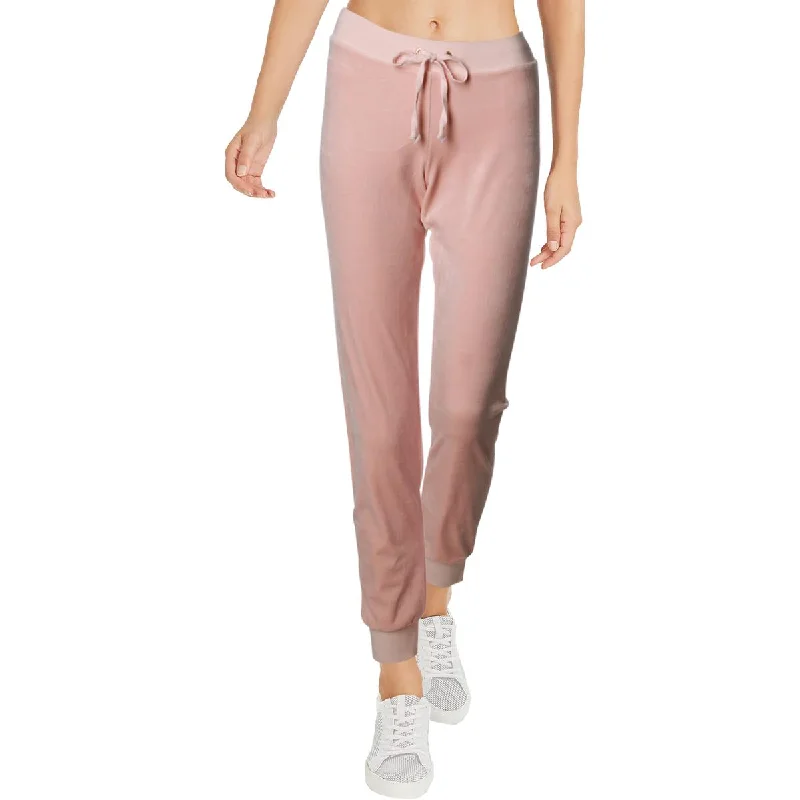 women's oversized jogger pants -Womens Velvet Mid-Rise Jogger Pants