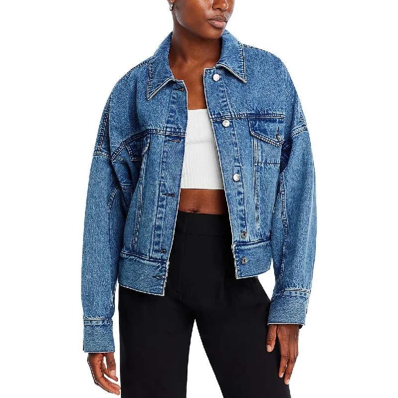 women's utility jackets -Womens Boxy Trucker Denim Jacket