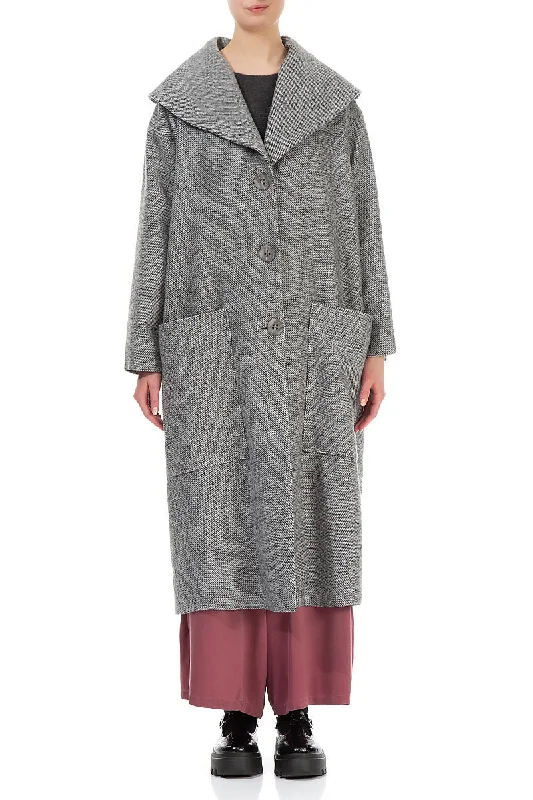 women's boho-style jackets -Collar Grey Wool Coat