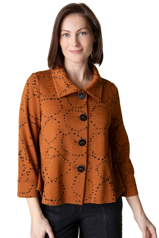 stylish embroidered jackets for women -Circle Jacquard Retro Jacket