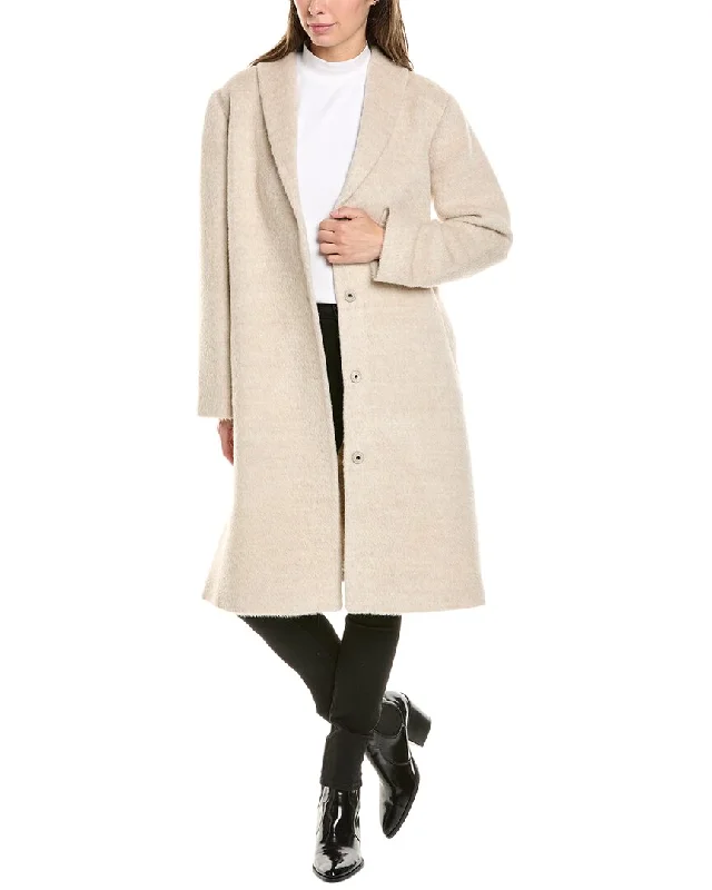 women's hooded coats -EILEEN FISHER Alpaca & Wool-Blend Coat