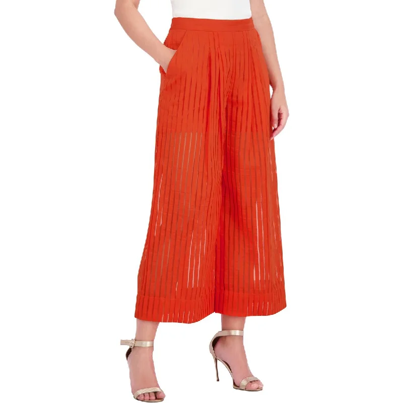 ladies' knee-length skirts -Womens Sheer Striped Wide Leg Pants