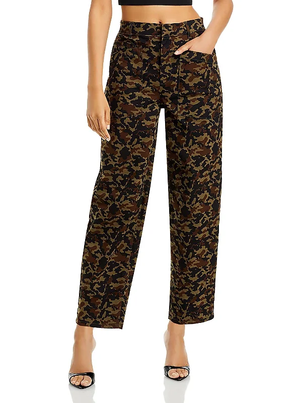 ladies' tailored trousers -Womens Relaxed Camouflage Straight Leg Pants