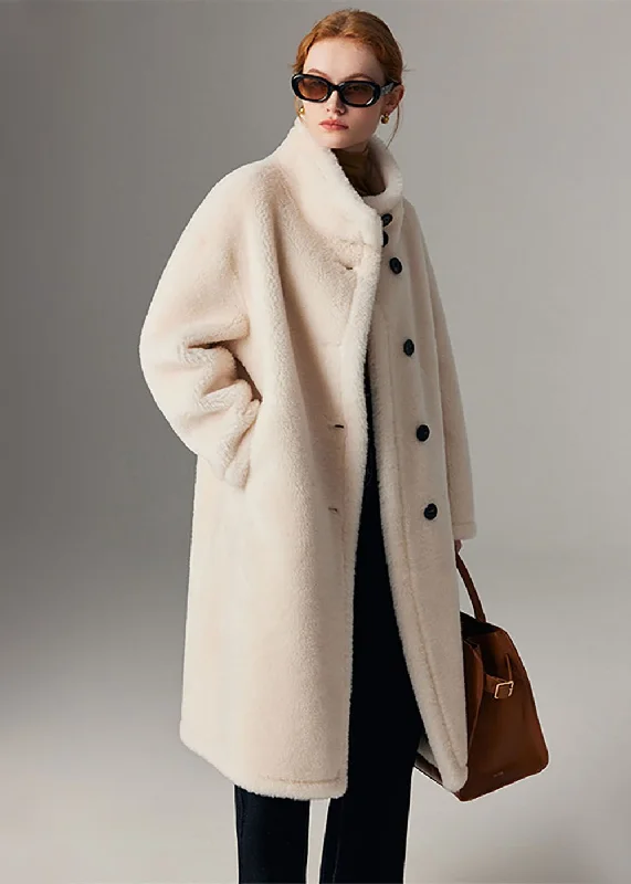 ladies' tailored blazers -Wool Fur Single Breasted Teddy Coat