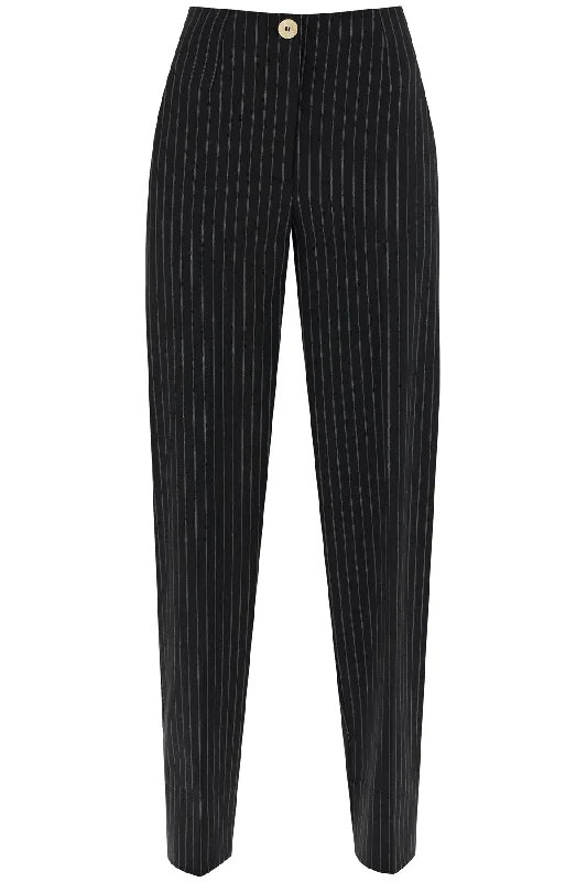 ladies' puff skirts -Ganni Women's Striped Tape Trousers