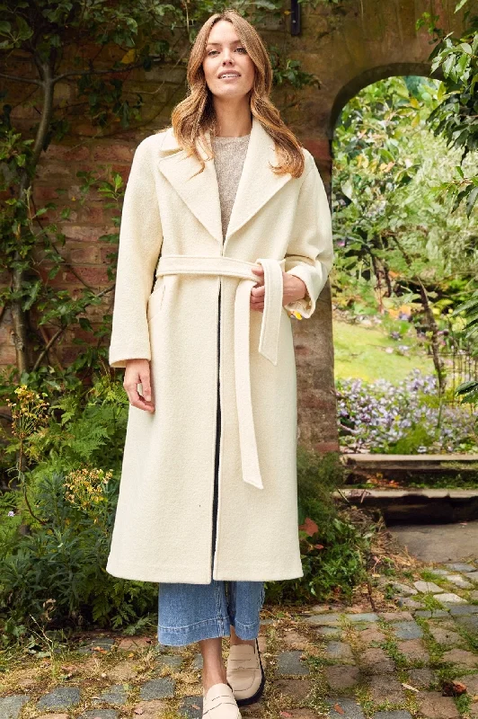 women's color-block jackets -Wool Coat | Cream