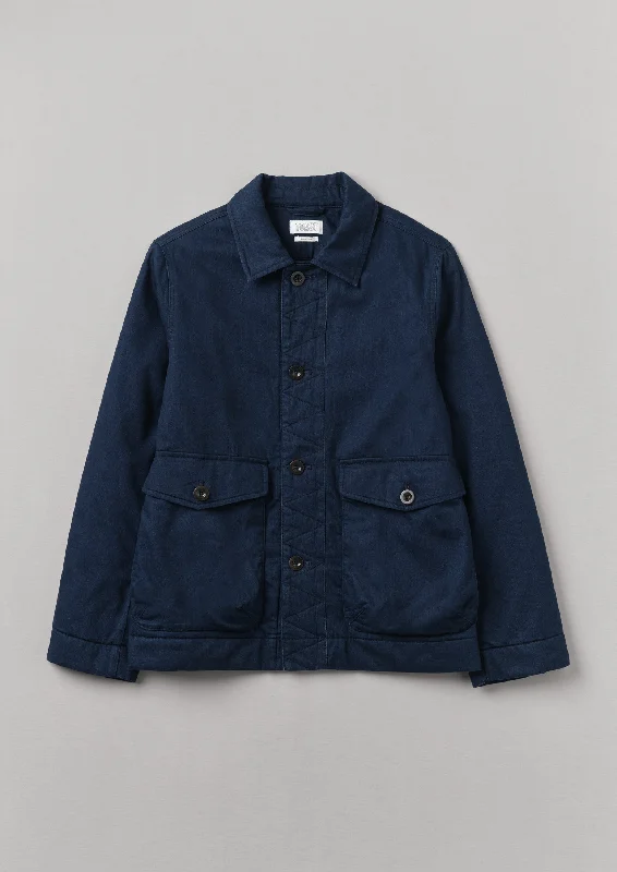 women's oversized coats -Indigo Cotton Quilted Jacket | Indigo