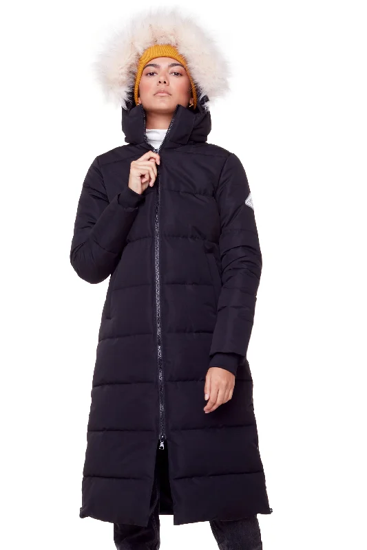 women's hooded coats -KLUANE | WOMEN'S VEGAN DOWN (RECYCLED) ULTRA LONG LENGTH PARKA