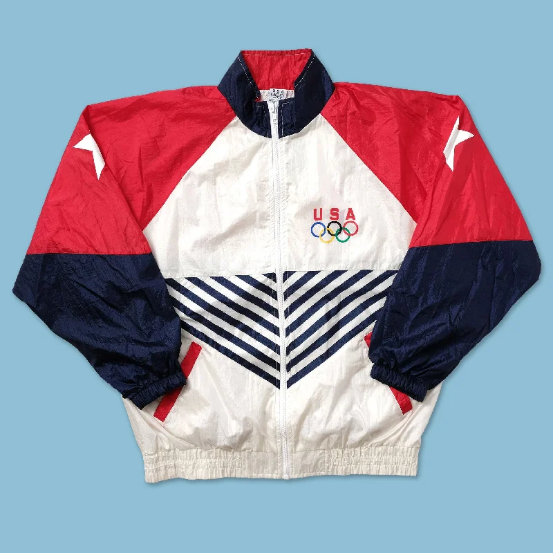 women's longline jackets -Vintage Olympics USA Track Jacket Small