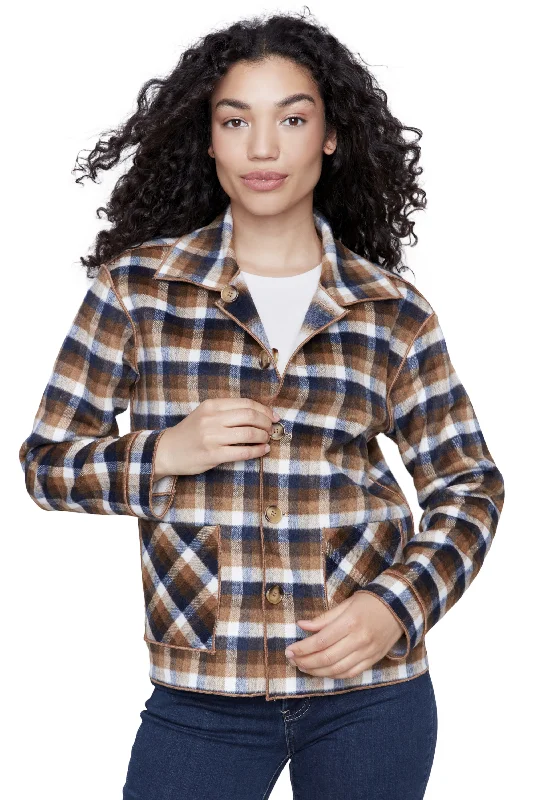 women's sherpa jackets -Reversible Plaid Jacket