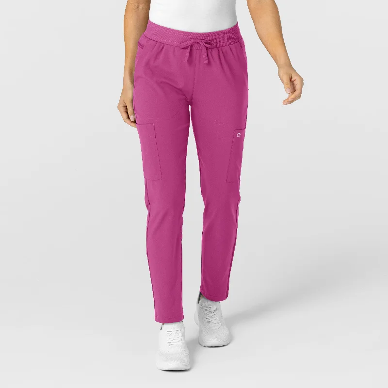 women's stretch leggings -W123 Women's Flex-n-Reach Track Scrub Pant - Raspberry