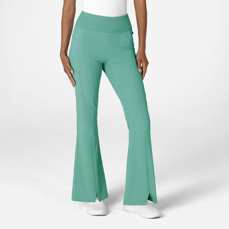 women's casual pants -RENEW Women's Cargo Flare Scrub Pant - Turquoise