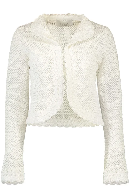 women's cape coats -Crochet Cropped Jacket