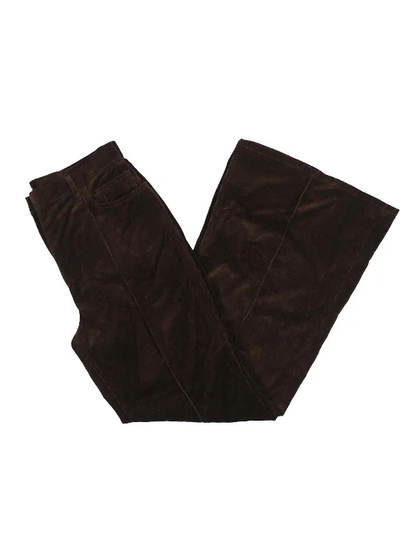 trendy culottes for women -Womens Corduroy High Rise Straight Leg Pants