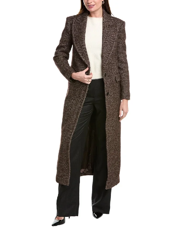 women's aviator jackets -Michael Kors Collection Chesterfield Wool, Silk, & Alpaca-Blend Coat