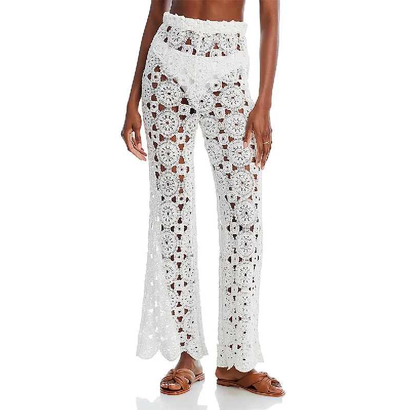 women's skinny jeans -Womens Crochet High Waisted High-Waisted Pants