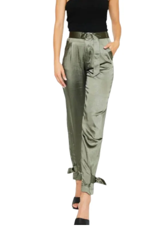 stylish mermaid skirts for women -High Rise Belted Jogger In Olive