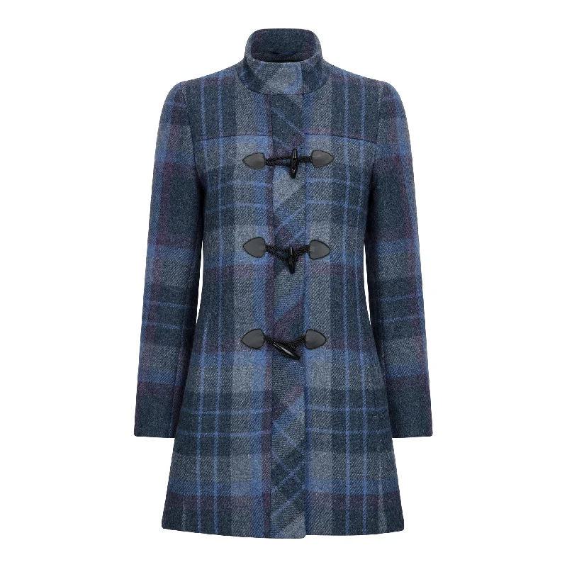 ladies' slim-fit blazers -Blue Check Marie Duffle Coat