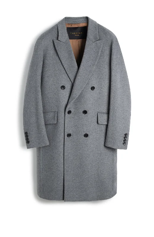 women's faux suede jackets -THOMAS WOOL & CASHMERE GREY OVERCOAT