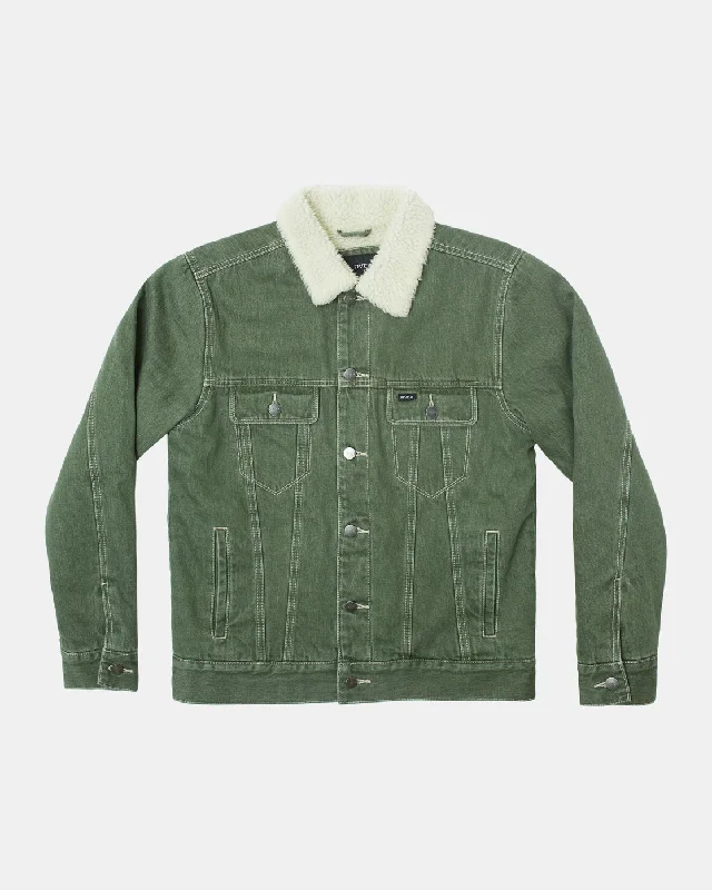 ladies' cropped jackets -Waylon Denim Trucker Jacket - Cactus