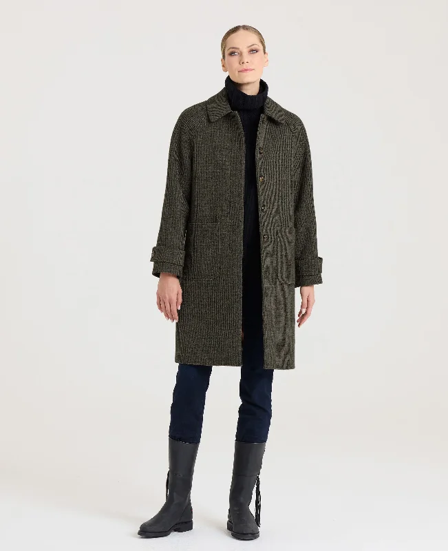 women's faux suede jackets -Brompton Tweed Wool Coat