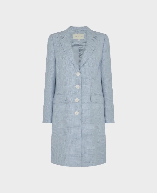 women's vintage coats -Aston Single Breasted Linen Blend Classic Coat